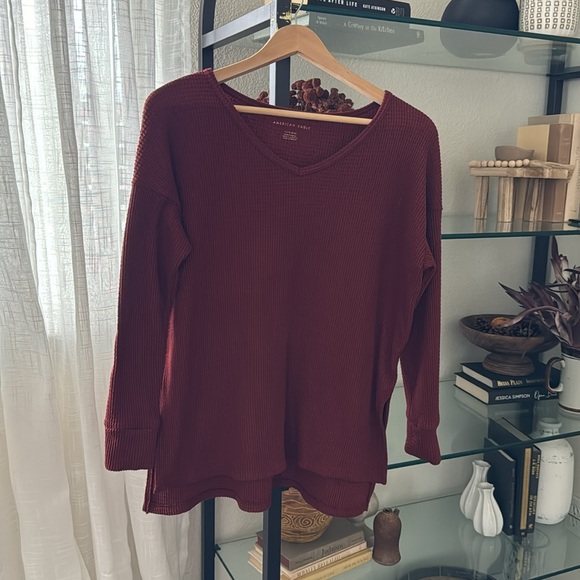 American Eagle waffle knit sweater top XS oversized - Picture 2 of 8